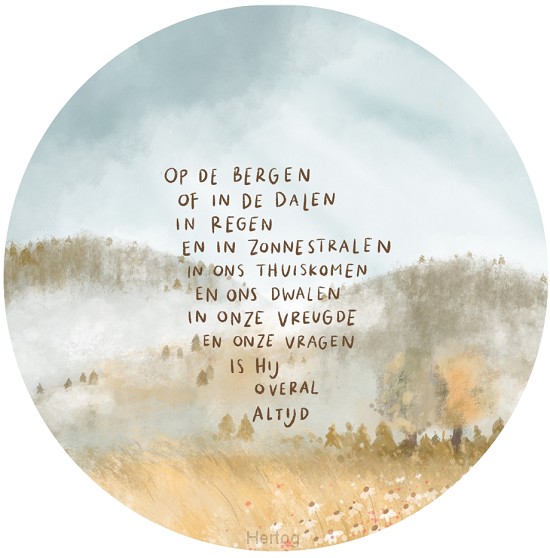 Op bergen of in de dalen - muurcirkel 25 cm.