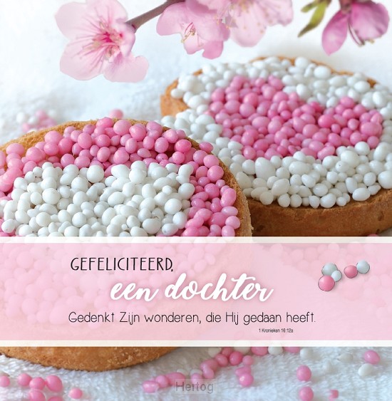 Gefeliciteerd, een dochter! - wenskaart Bijbeltekst SV